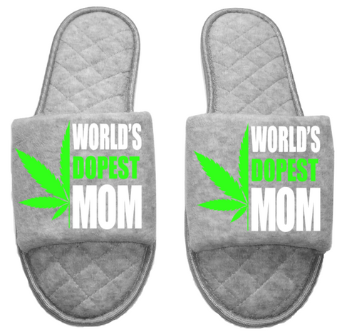 World's dopest mom Medical Marijuana mmj medicinal weed 4:20 mary Jane Women's open toe Slippers House Shoes slides mom sister daughter custom gift