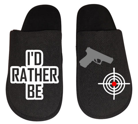 Shooting I'd rather be Shooting Glock Guns Men's Slippers / House Shoes slides gift