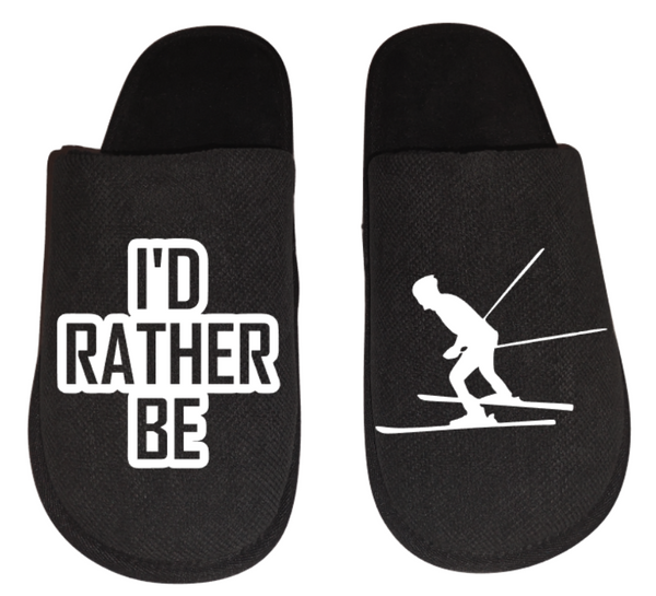 Skiing I'd rather be Skiing Men's Slippers / House Shoes slides gift