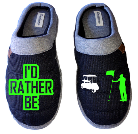Golf I'd rather be Golfing DF by DEARFOAMS Men's Slippers / House Shoes slides dad gift