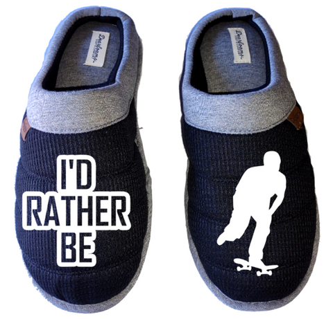 I'd rather be skateboarding DF by DEARFOAMS Men's Slippers / House Shoes slides gift