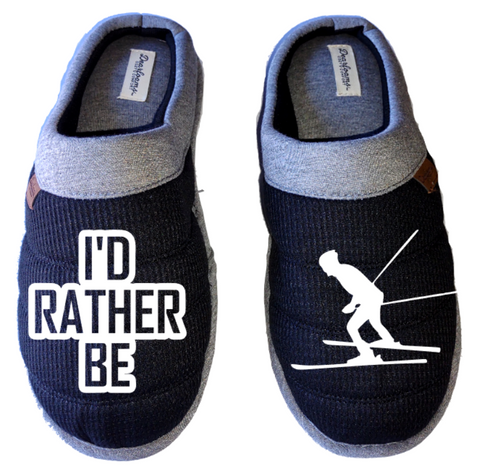 I'd rather be skiing DF by DEARFOAMS Men's Slippers / House Shoes slides gift