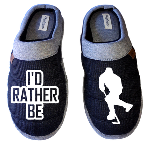 Hockey I'd rather be playing hockey DF by DEARFOAMS Men's Slippers / House Shoes slides gift