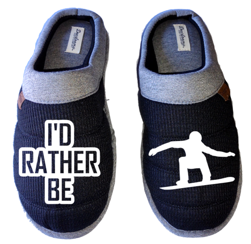 Snowboarding I'd rather be snowboarding DF by DEARFOAMS Men's Slippers / House Shoes slides gift