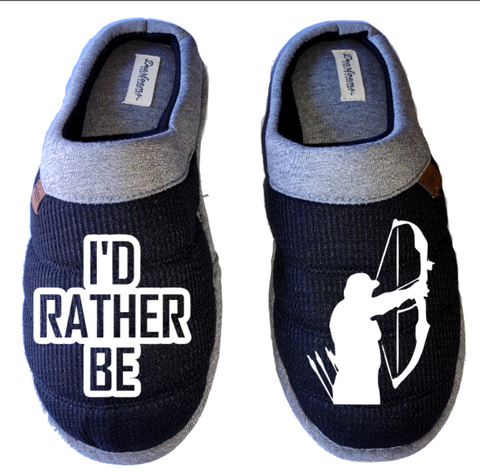 Bow Hunting I'd rather be Hunting birds deer DF by DEARFOAMS Men's Slippers / House Shoes slides gift