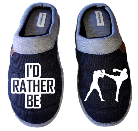 Kickboxing I'd rather be kickboxing sparring fighting DF by DEARFOAMS Men's Slippers / House Shoes slides gift