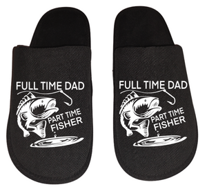 Full Time dad part time Fisher Men's Slippers / House Shoes slides dad fathers day gift