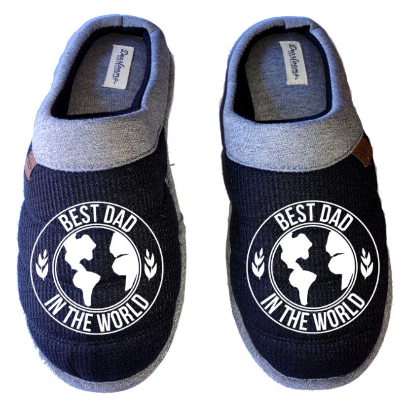 Best dad in the world DF by DEARFOAMS Men's Slippers / House Shoes slides dad father's day gift