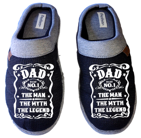 Dad the man the myth the legend DF by DEARFOAMS Men's Slippers / House Shoes slides dad father's day gift