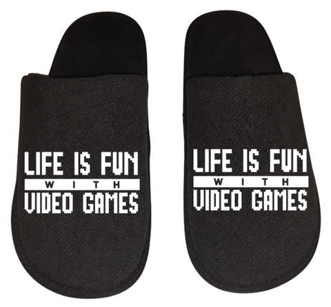 life is fun with video games video game Gamer Gaming Men's Slippers / House Shoes slides dad husband father son gift