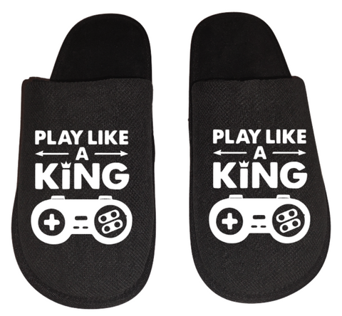 play like a king video game Gamer Gaming Men's Slippers / House Shoes slides dad husband father son gift