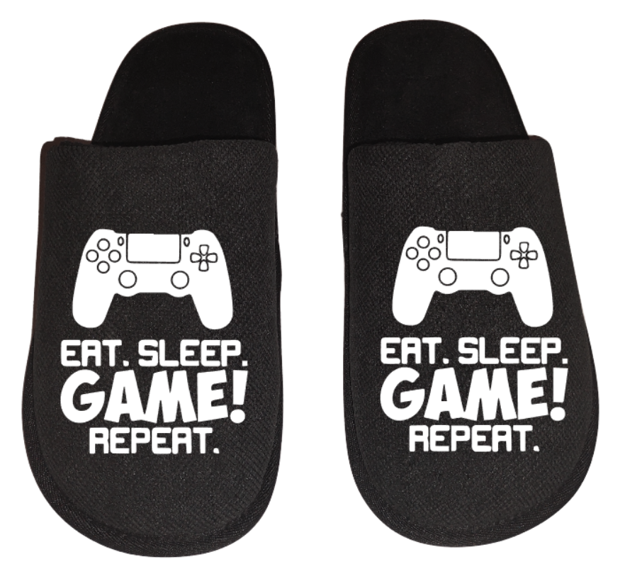 eat sleep game repeat video game Gamer Gaming Men's Slippers / House Shoes slides dad husband father son gift