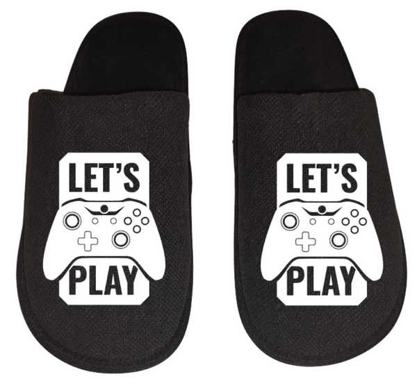 Let's play video game Gamer Gaming Men's Slippers / House Shoes slides dad husband father son gift