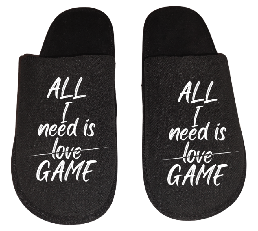 All I need is Love scratch that game video game Gamer Gaming Men's Slippers / House Shoes slides dad husband father son gift