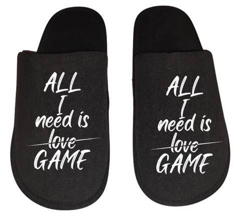 All I need is Love scratch that game video game Gamer Gaming Men's Slippers / House Shoes slides dad husband father son gift