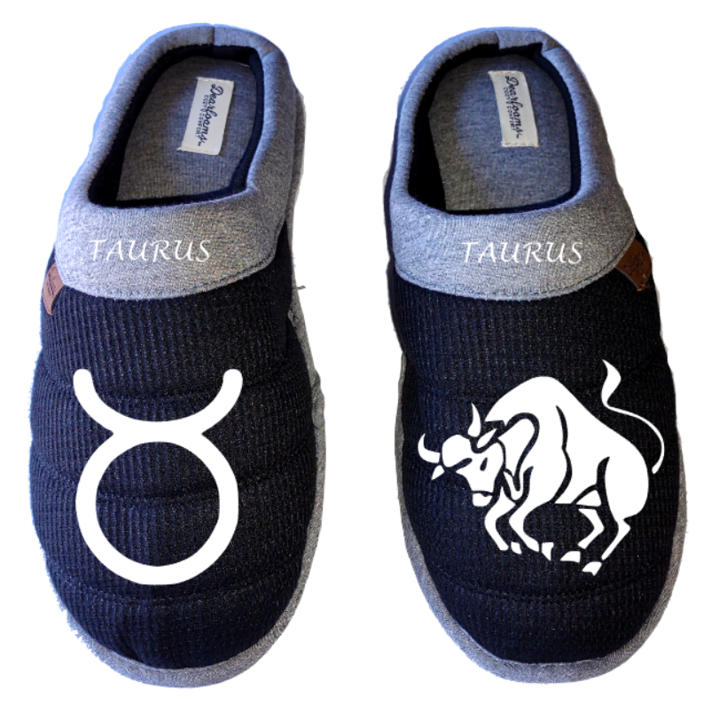 Taurus Zodiac sign Astrology horoscope DF by DEARFOAMS Men's Slippers / House Shoes slides dad father husband gift