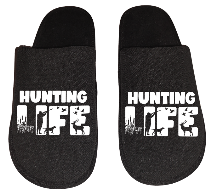 Hunting life deer dog birds grass Men's hunting Slippers House Shoes slides father dad husband gift