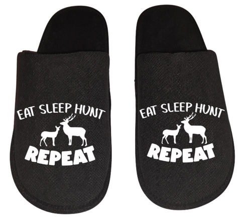 Eat sleep hunt repeat Men's hunting Slippers House Shoes slides father dad husband gift