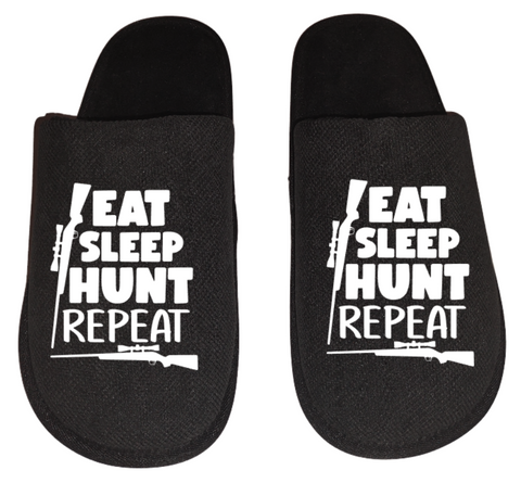 Eat sleep hunt repeat Men's hunting Slippers House Shoes slides father dad husband gift