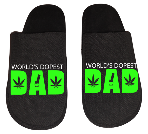 World's dopest dad Medical Marijuana mmj medicinal weed 4:20 mary Jane Men's Slippers / House Shoes slides weed head dope dad husband gift