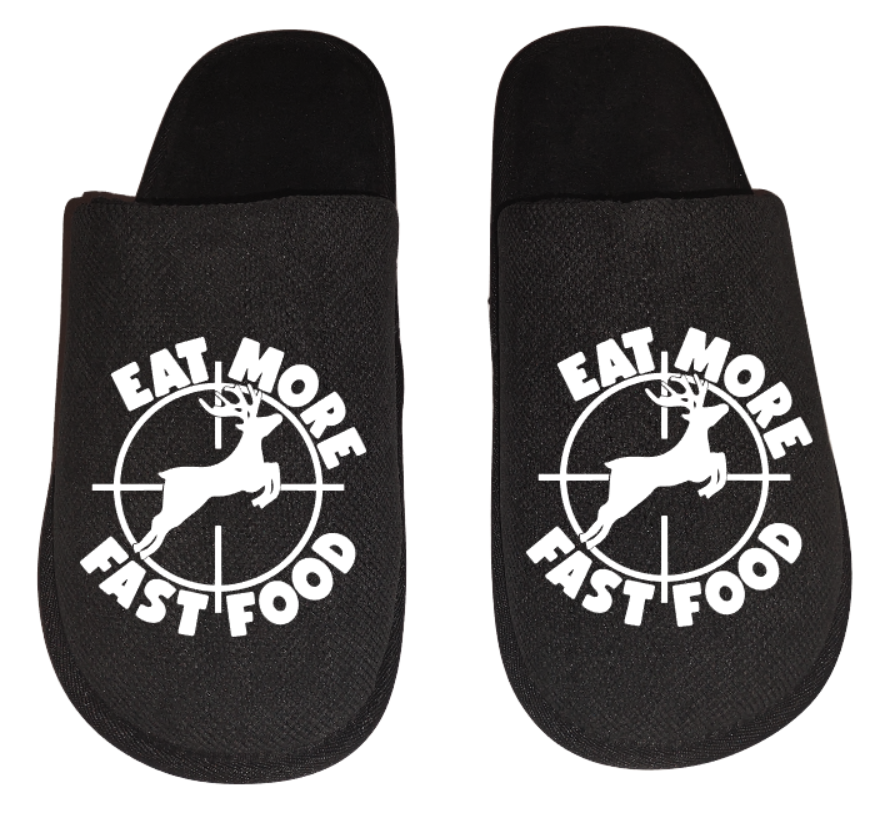 Eat More fast food deer funny Men's hunting Slippers House Shoes slides father dad husband gift