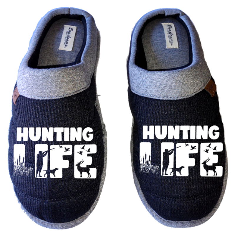 Hunting life deer birds Men's DF by DEARFOAMS hunting Slippers House Shoes slides father dad husband gift