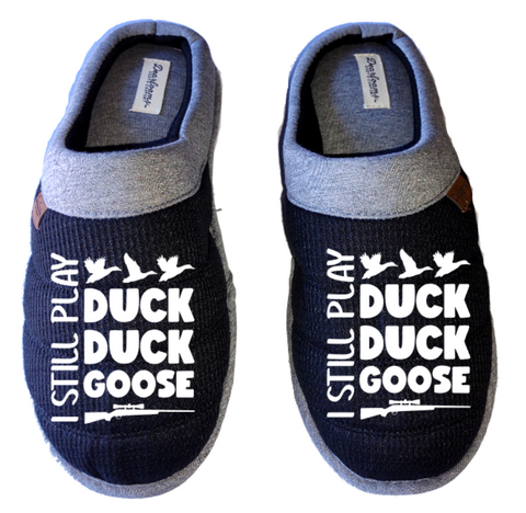 I still play duck duck goose funny Men's DF by DEARFOAMS hunting Slippers House Shoes slides father dad husband gift