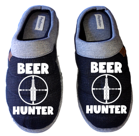 Beer Hunter funny Men's DF by DEARFOAMS hunting Slippers House Shoes slides father dad husband gift