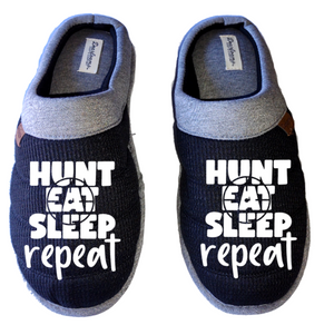 Hunt eat sleep repeat Men's DF by DEARFOAMS hunting Slippers House Shoes slides father dad husband gift