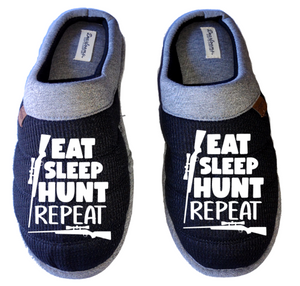 Eat sleep hunt repeat Men's DF by DEARFOAMS hunting Slippers House Shoes slides father dad husband gift