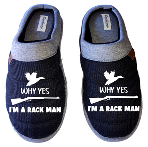 Yes I'm a rack man Men's DF by DEARFOAMS hunting Slippers House Shoes slides father dad husband gift