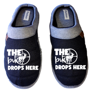 The buck drops here funny Men's DF by DEARFOAMS hunting Slippers House Shoes slides father dad husband gift