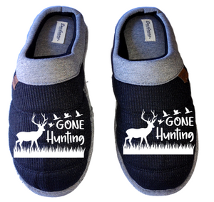 Gone hunting deer birds Men's DF by DEARFOAMS hunting Slippers House Shoes slides father dad husband gift