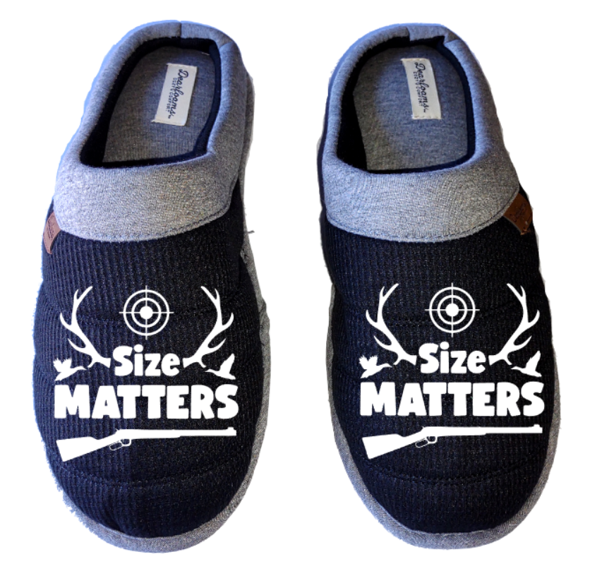 Size matters funny Men's DF by DEARFOAMS hunting Slippers House Shoes slides father dad husband gift