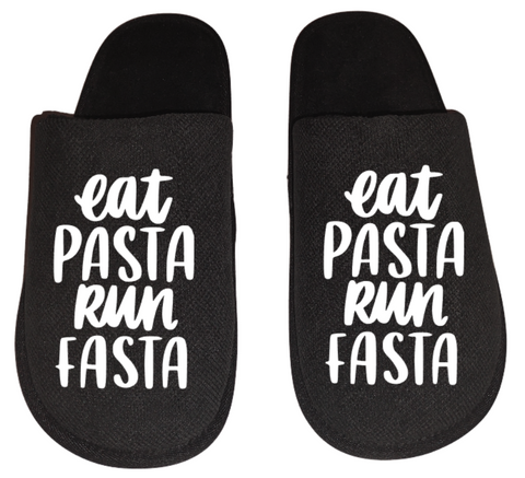 Eat pasta run fasta Funny Men's Slippers / House Shoes slides dad father husband gift