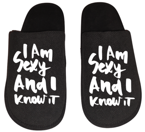 I am sexy and I know it Funny Men's Slippers / House Shoes slides dad father husband gift