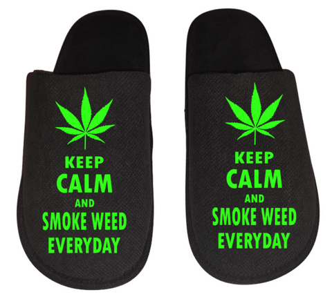 Keep calm and smoke weed everyday mmj medicinal weed 4:20 mary Jane Men's Slippers / House Shoes slides weed head dope dad husband gift