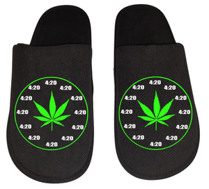 Weed time o'clock 420 clock mmj Medical Marijuana medicinal weed 4:20 mary Jane Men's Slippers / House Shoes head dope dad husband gift