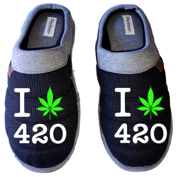 I love four twenty 420 Medical Marijuana mmj medicinal weed 4:20 DF by DEARFOAMS Men's Slippers House Shoes slides head dope dad gift husband