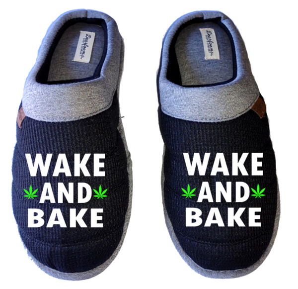 Wake and bake Medical Marijuana mmj medicinal weed 4:20 DF by DEARFOAMS Men's Slippers / House Shoes slides head dope dad husband gift