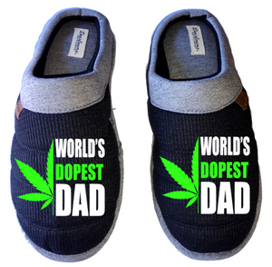 world's dopest dad Medical Marijuana mmj medicinal weed 4:20 DF by DEARFOAMS Men's Slippers / House Shoes slides head dope dad husband gift