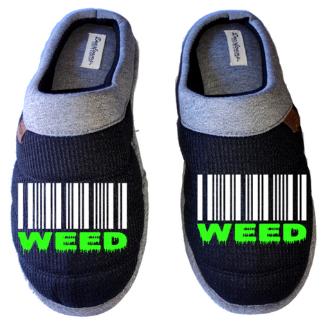 Barcode Medical Marijuana mmj medicinal weed 4:20 mary Jane DF by DEARFOAMS Men's Slippers / House Shoes slides head dope dad husband gift