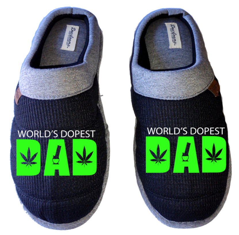 world's dopest dad Medical Marijuana mmj medicinal weed 4:20 DF by DEARFOAMS Men's Slippers / House Shoes slides head dope dad husband gift