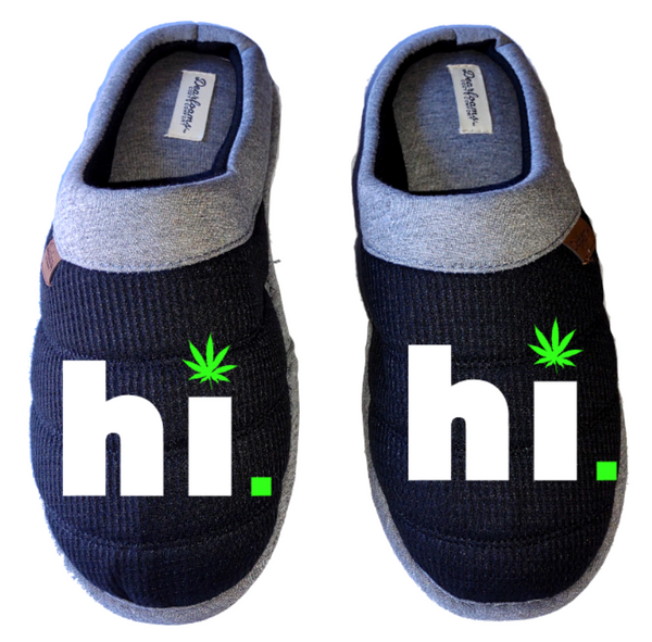 Hi high Medical Marijuana mmj medicinal weed 4:20 mary Jane DF by DEARFOAMS Men's Slippers / House Shoes slides head dope dad husband gift