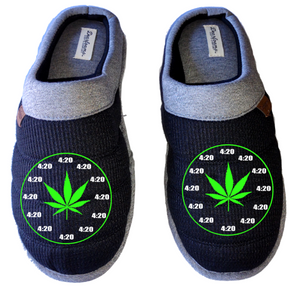 Weed Clock Medical Marijuana mmj medicinal weed 4:20 mary Jane DF by DEARFOAMS Men's Slippers House Shoes slides head dope dad husband gift