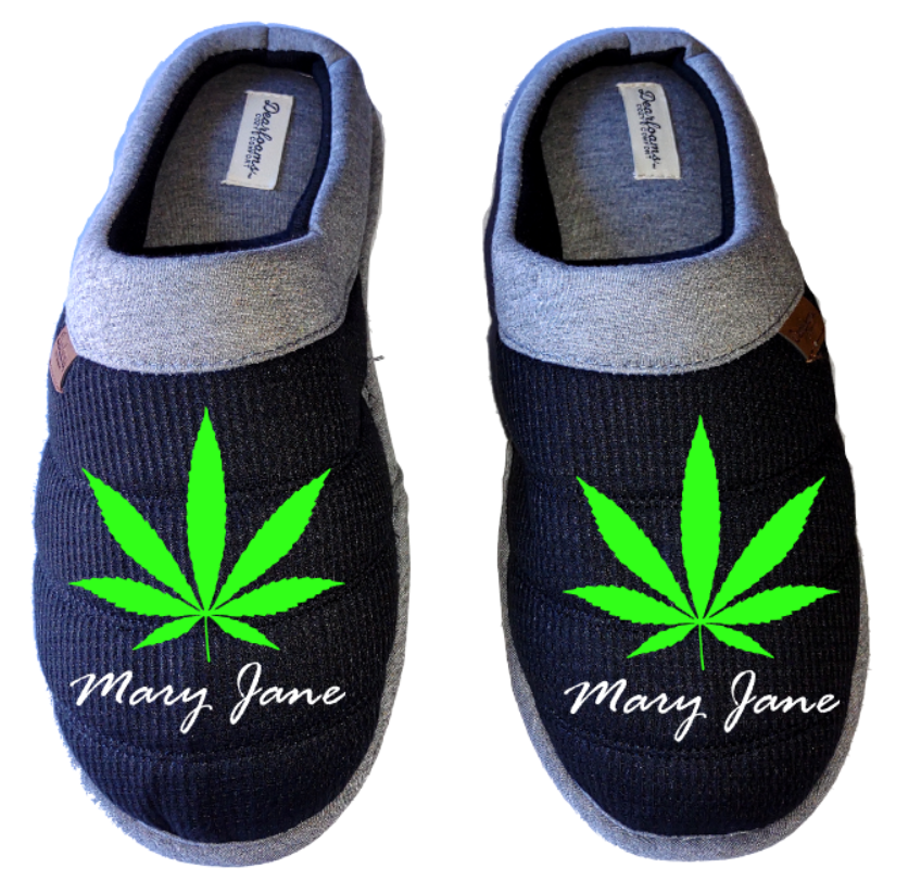 Mary Jane 420 Medical Marijuana mmj medicinal weed 4:20 DF by DEARFOAMS Men's Slippers House Shoes slides head dope dad gift husband