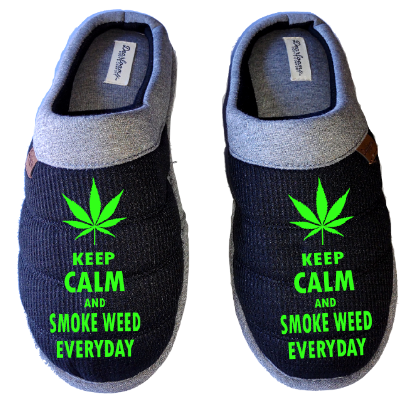 Keep calm and smoke Weed everyday mmj medicinal weed 4:20 DF by DEARFOAMS Men's Slippers / House Shoes slides head dope dad husband gift