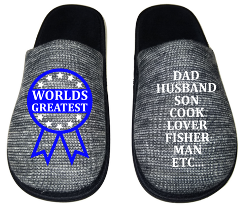 Worlds Greatest Dad Husband Son Cook Lover Fisher Man Men's Slippers / House Shoes slides gift