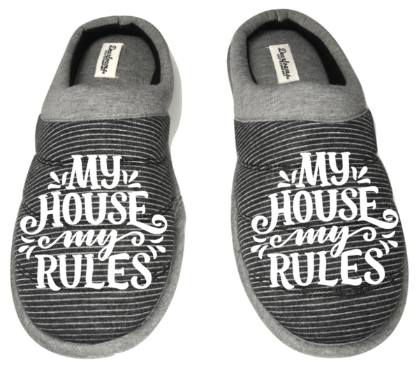 My house my rules funny DF by DEARFOAMS Men's Slippers / House Shoes slides dad father husband gift