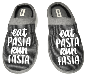 Eat pasta run fasta funny DF by DEARFOAMS Men's Slippers / House Shoes slides dad father husband gift